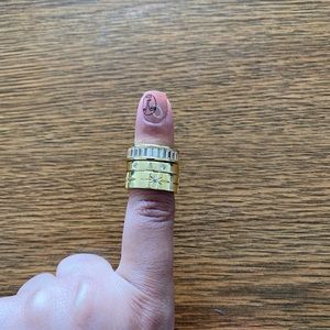 Gold plated rings size 5 with glass diamonds